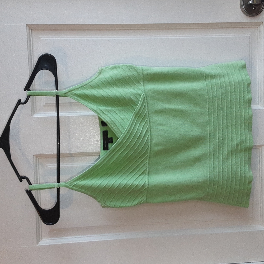 BCBG Max Azria Tank Top - Silk Lime Green Medium Luxurious - see description